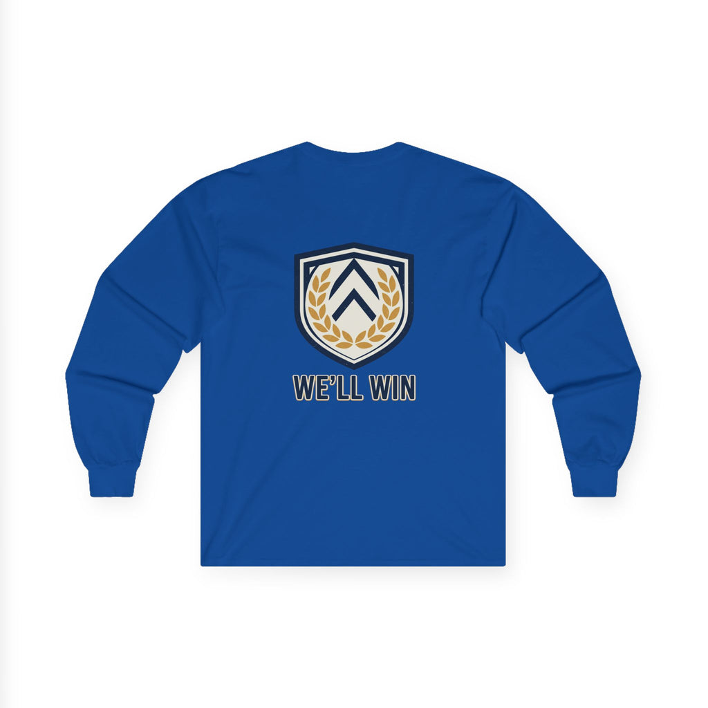 We’ll Win Crest logo Long Sleeve Tee | Laurel Shield emblem