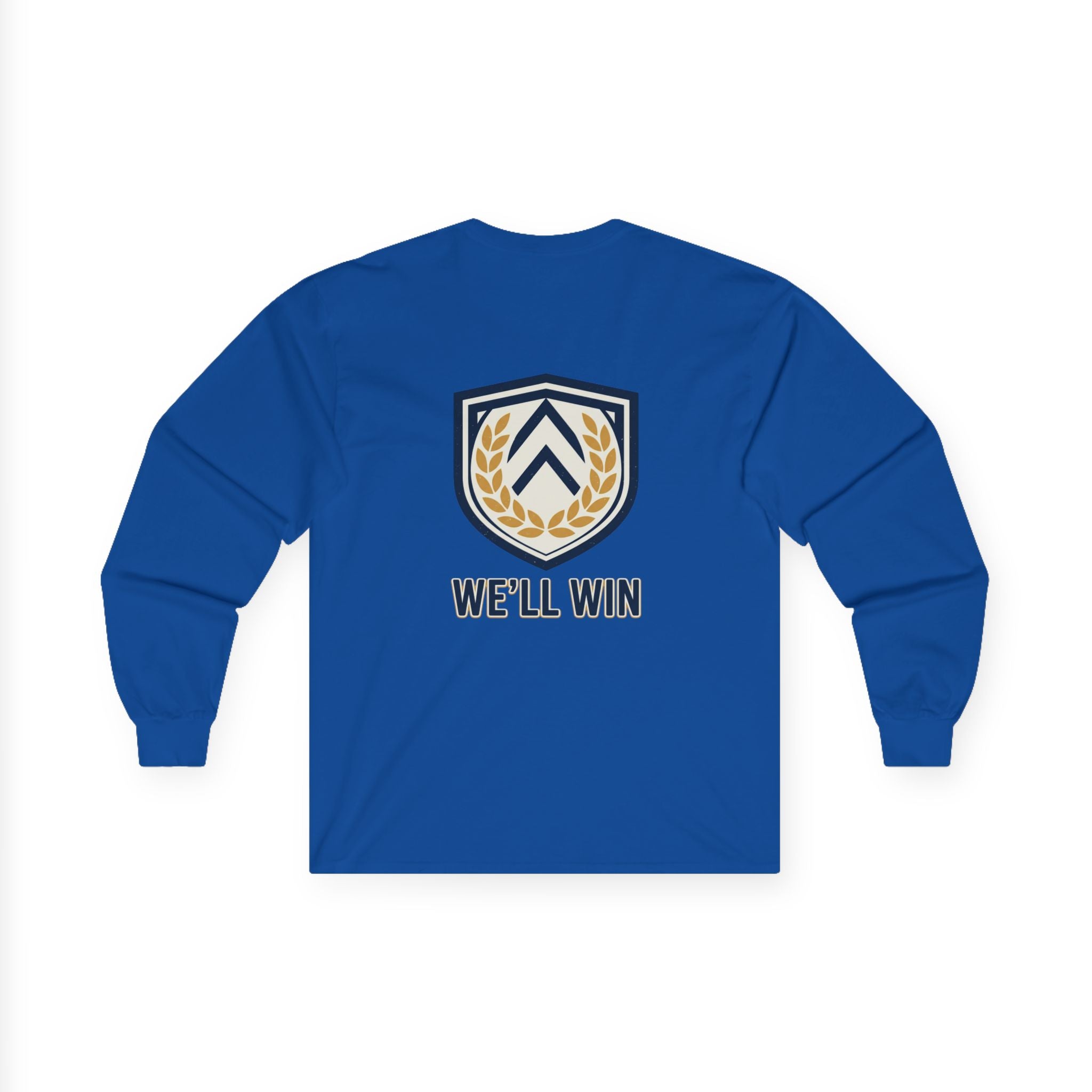We’ll Win Crest logo Long Sleeve Tee | Laurel Shield emblem