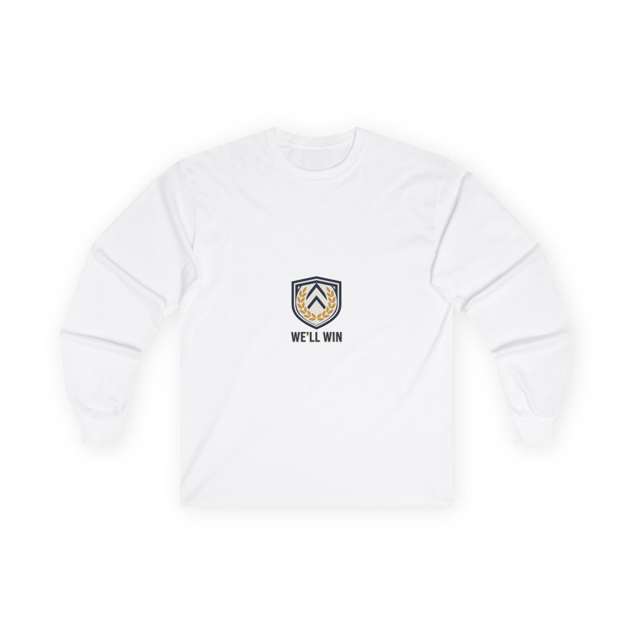We’ll Win Crest logo Long Sleeve Tee | Laurel Shield emblem