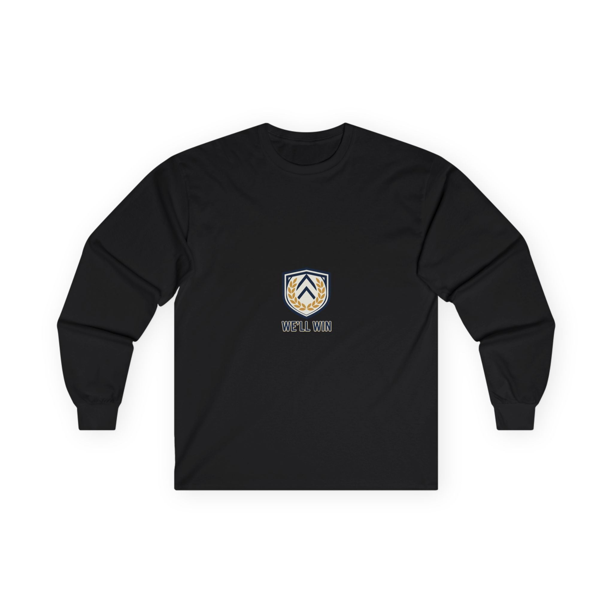We’ll Win Crest logo Long Sleeve Tee | Laurel Shield emblem