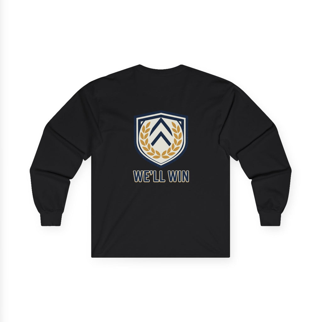 We’ll Win Crest logo Long Sleeve Tee | Laurel Shield emblem