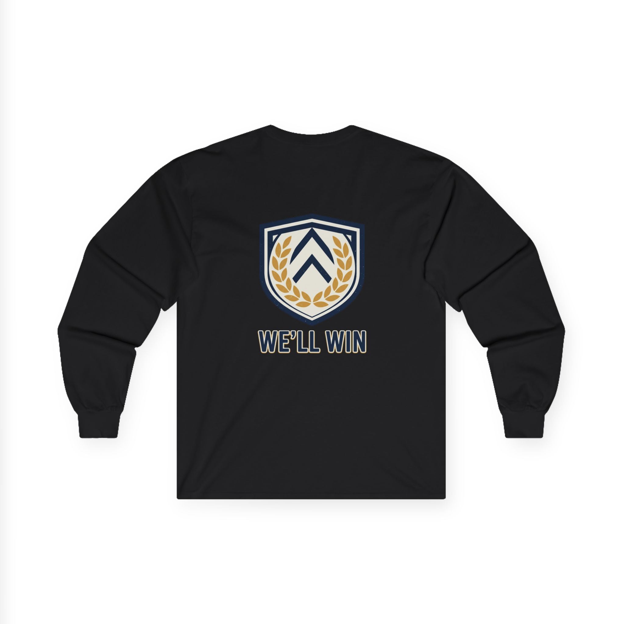 We’ll Win Crest logo Long Sleeve Tee | Laurel Shield emblem