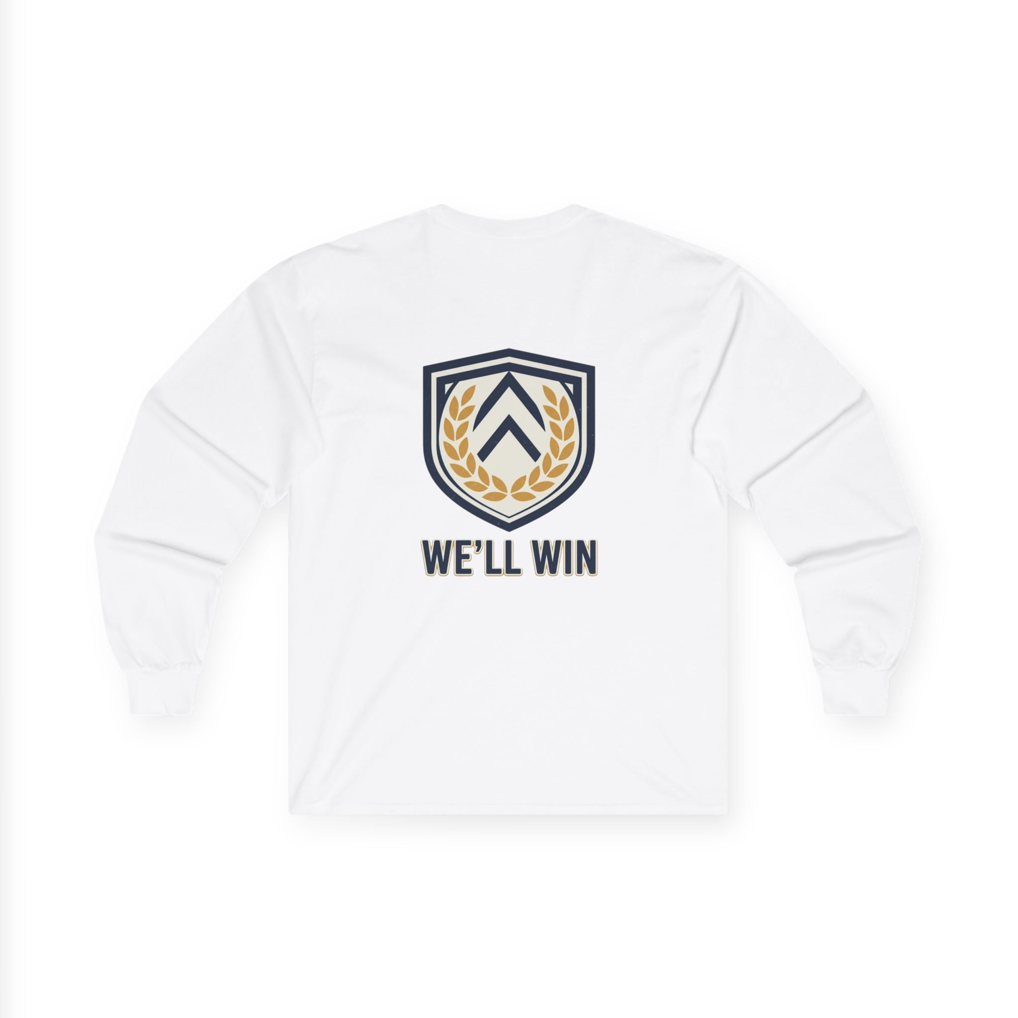We’ll Win Crest logo Long Sleeve Tee | Laurel Shield emblem