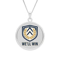 Round Photo Pendant Necklace — 'WE'LL WIN' Shield Emblem